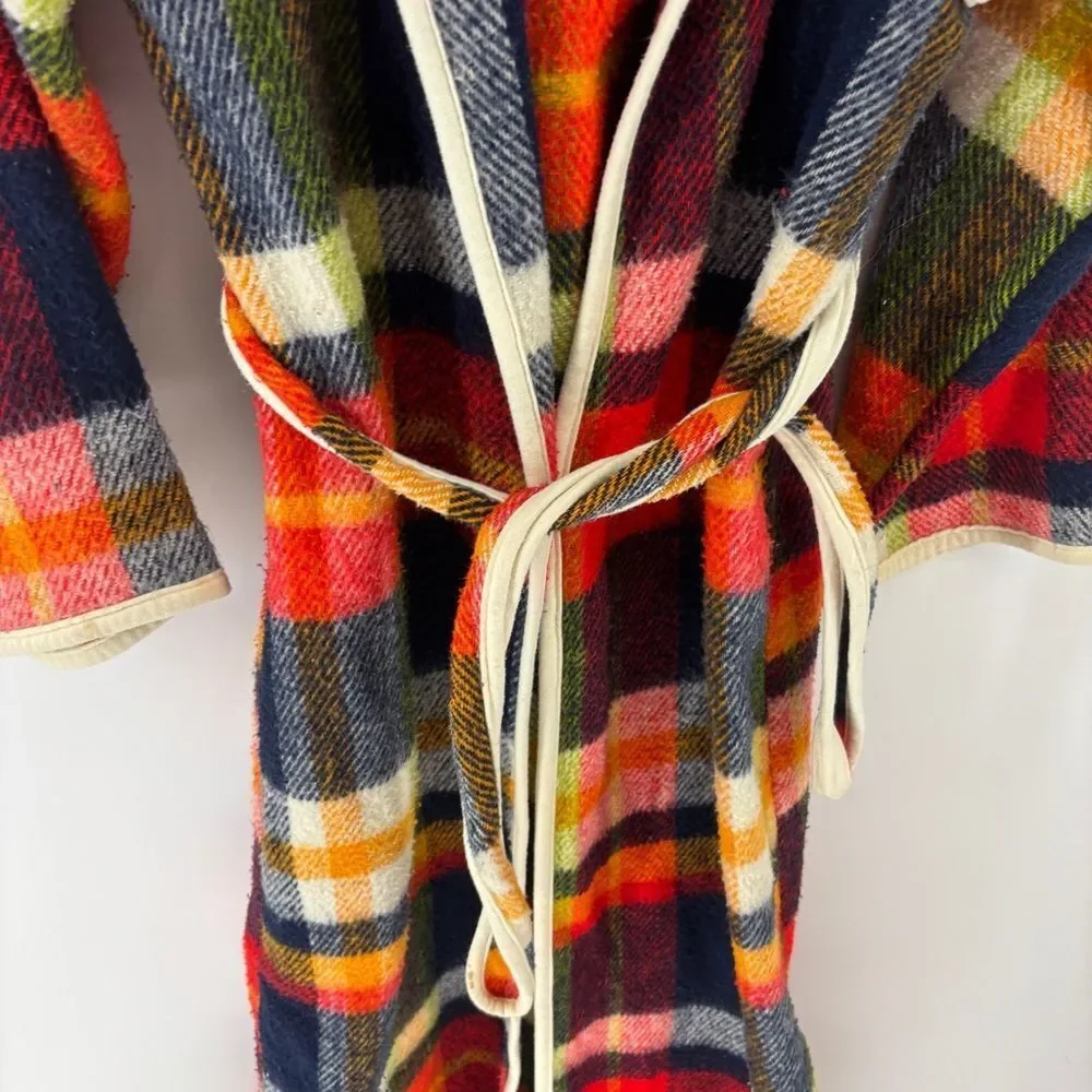 Vintage Red and Blue Pajama Robe Plush Wrap-Style with tie girls 12